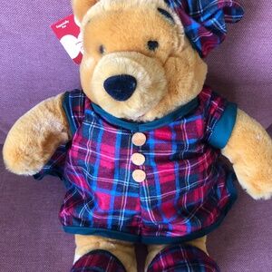 Plaid pajama Pooh, 12” with tag